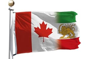 Canada Iran Persia Flag 3x5 Ft Support CA Candian Persian Iranian Flag with Lion Sun and Crown Flag Brass Grommets for Easy D