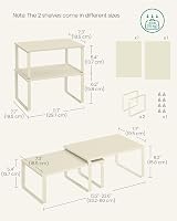 SONGMICS Spice Rack Set of 2 Cupboard Shelf Organisers Cream White KCS002W02 view 7