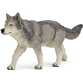 Papo Realistic Grey Wolf Figurine Toy, Wild Life Collection, Kids Ages 3+ | Educational play about pack social behaviour | 12.5 cm long | hand-painted | a truly original gift idea for girls and boys