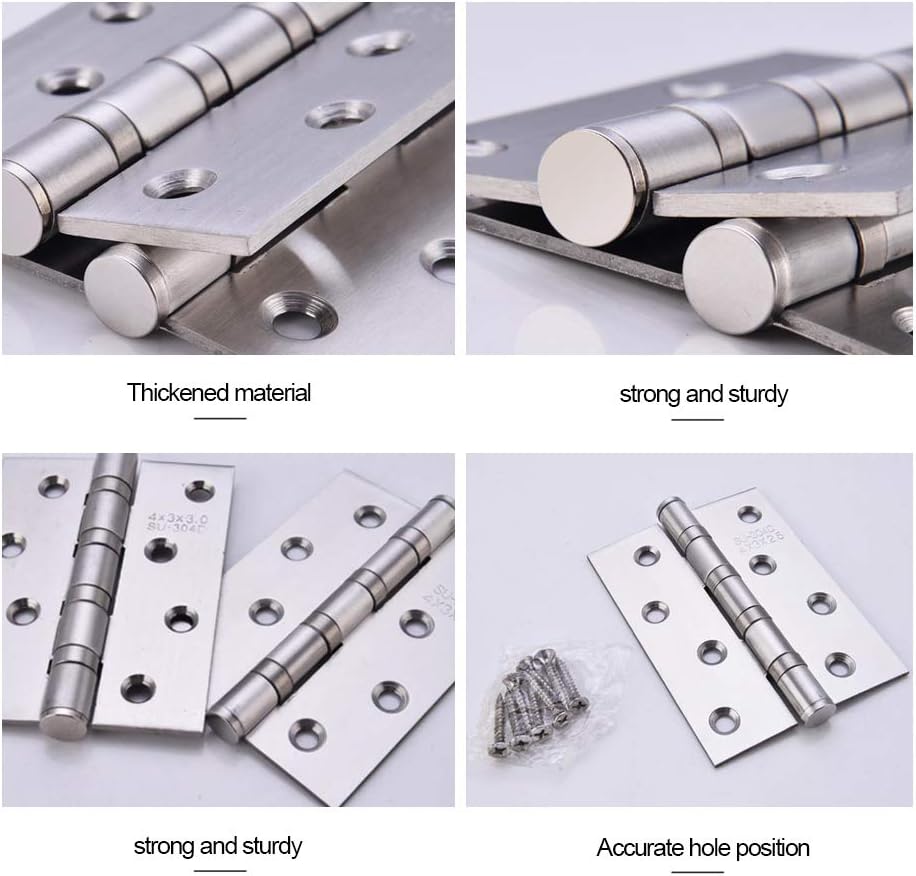 YOFASEN Home Folding Butt Hinges - Stainless Steel Outdoor Cabinet Hinges with Screws, Silver, 4 Inch(100x75x2mm) - 4pcs - Image 5