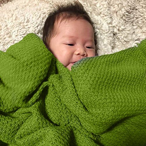 Newborn Infant Toddler Thermal Warm Knit Blanket Baby Crib Cot Soft Sleeping Swaddle (Green)