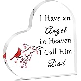 Dad Memorial Heart Plaque Sympathy Gifts for Loss of Father In Memory of Father Plaque Acrylic Heart Keepsake Bereavement Condolences Grief Gifts for for Daughter Son Funeral Remembrance Desk Sign
