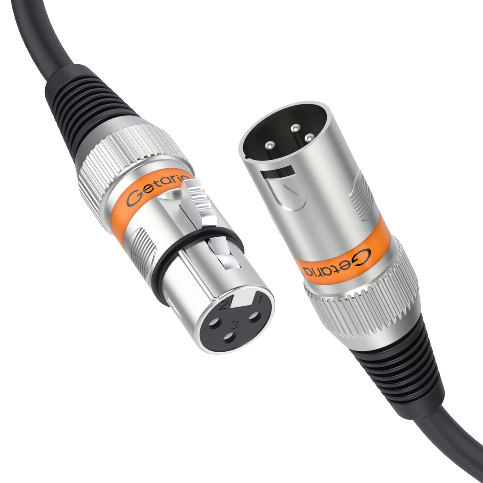 Getaria XLR Microphone Cable, 3 Pins Male to Female Mic Cable Balanced XLR Microphone for Mic Mixer,Recording Studio,Podcast (2M XLR-2pcs)