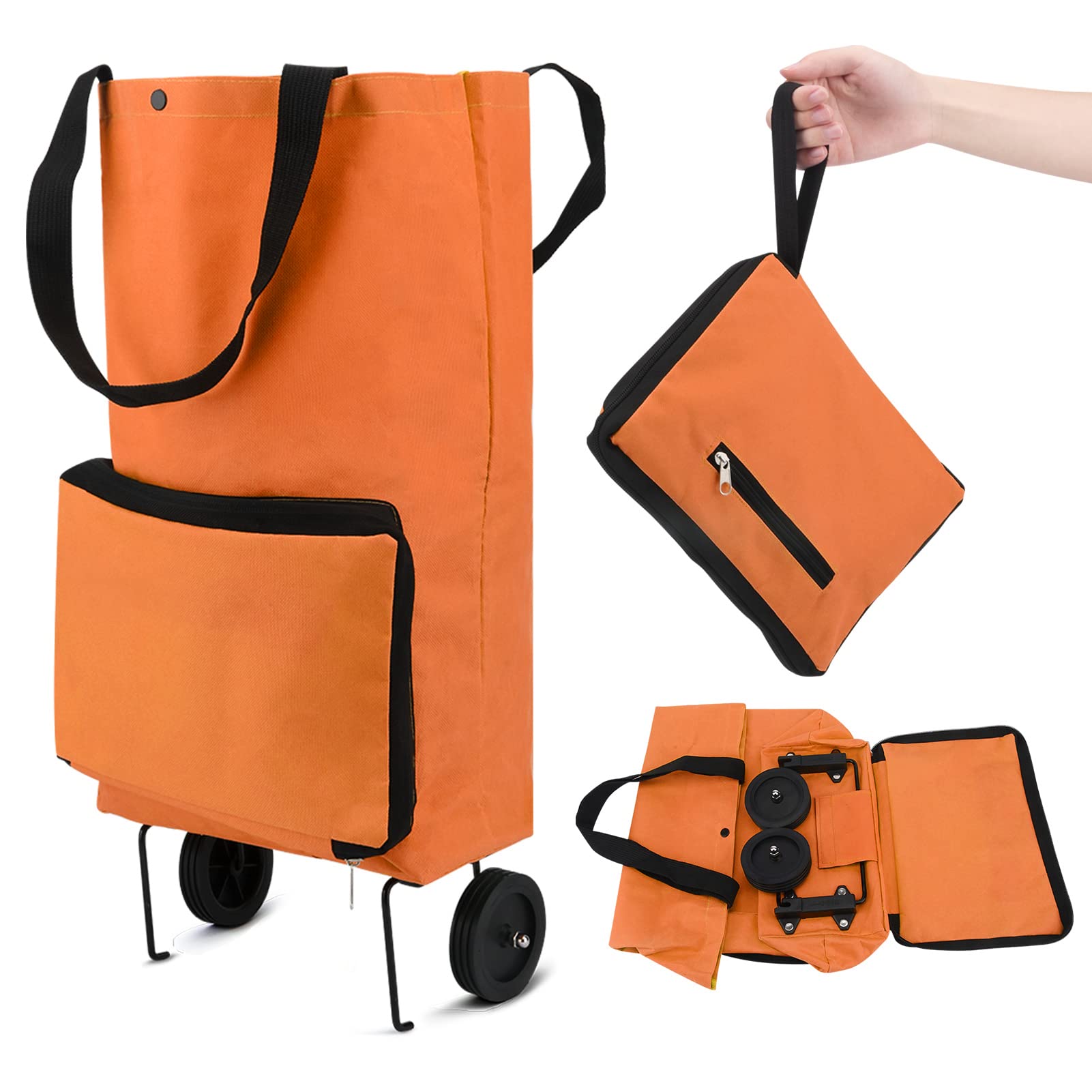 Folding Shopping Trolley, Foldable Shopping Bag with Rubber Wheels, Foldable Shopping Cart Oxford Cloth Shopping Bags — image 1