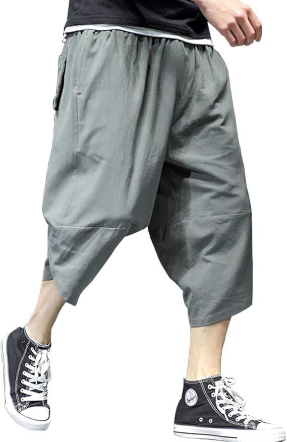 Amazon Aliux サルエルパンツ ゆったりパンツメンズ ジュアル アラジン ヒップホップ スウェットパンツ ポケット付き 春夏秋 ハイクオリティ無地綿麻 ズボン ロングパンツ 通販