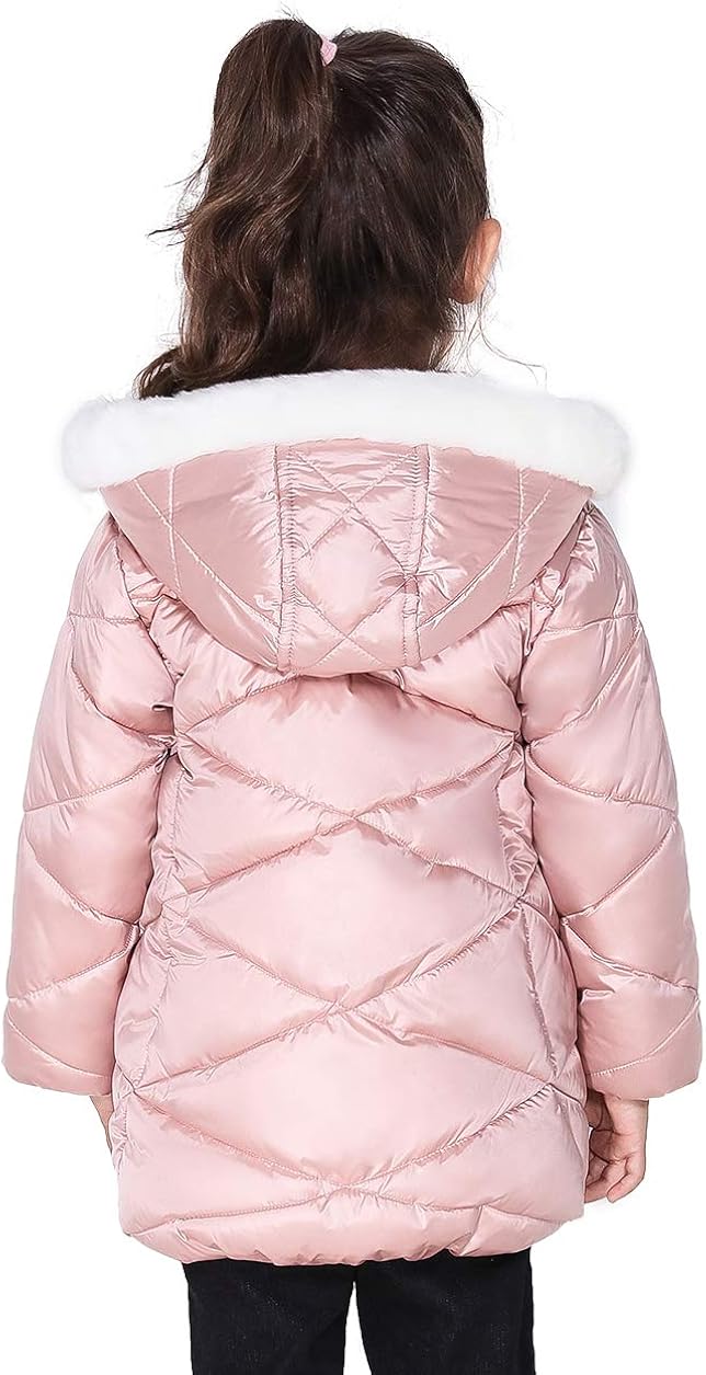 SOLOCOTE Girls Winter Coats Hooded Sherpa Lined Lightweight Jacket Thick Warm Puffy Waterproof Windproof Cotton Shiny Jackets: Clothing