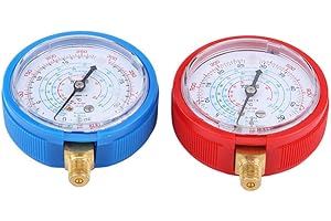 KIMISS Air Conditioner Pressure Gauges, 1 Pair of Air Conditioner R410A R134A R22 Refrigerant High Low Pressure Gauge Kit yel