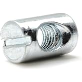 ReplacementScrews M6 x 16mm Cross Dowel Barrel Nuts with Centered Hole | Approx 3/8 in x 5/8 in, 10mm Outer Diameter, Symmetric Design, Zinc Plated Furniture Connector, Pack of 8