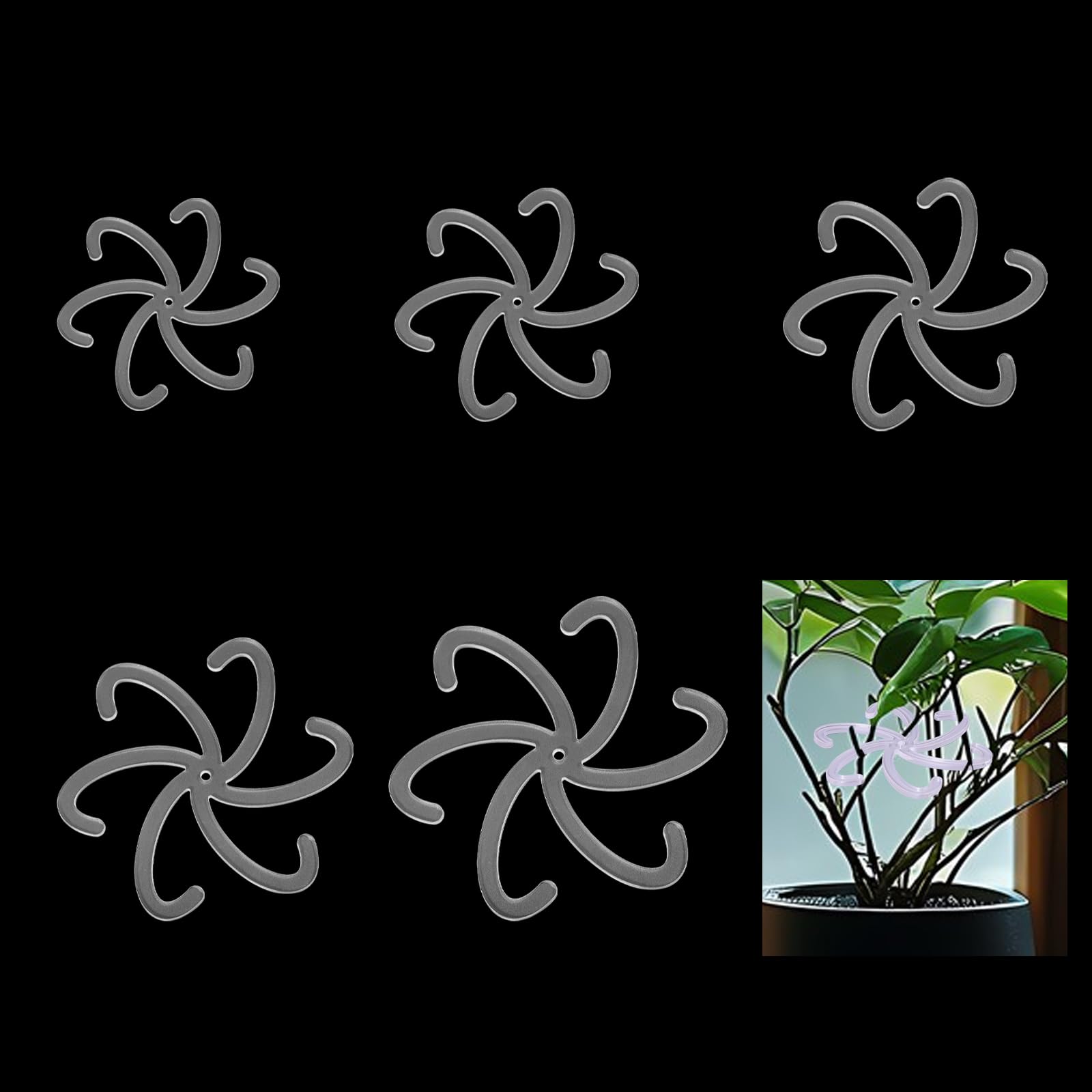 CHGCRAFT 5pcs Acrylic Plant Climbers Flower Stem Holders Acrylic Flower Shape Plant Support Stakes Plant Growth Accessories, for Indoor Outdoor Plants, Flower