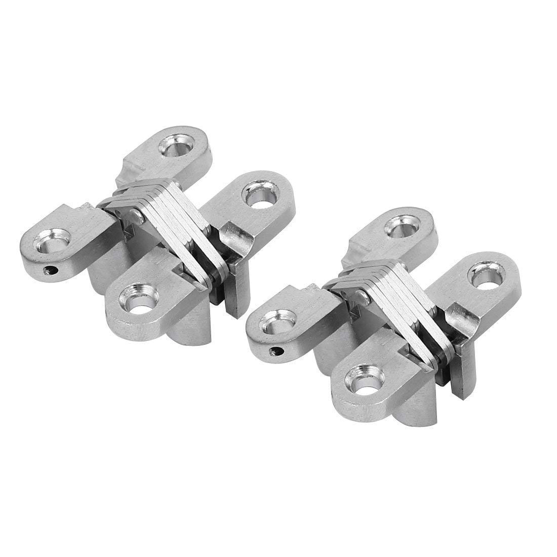 Ranbo (1 Pair) Hidden gate Hinge Stainless Steel Invisible Door Hinges Concealed Barrel Wooden Box Silver（2-3/4 inch