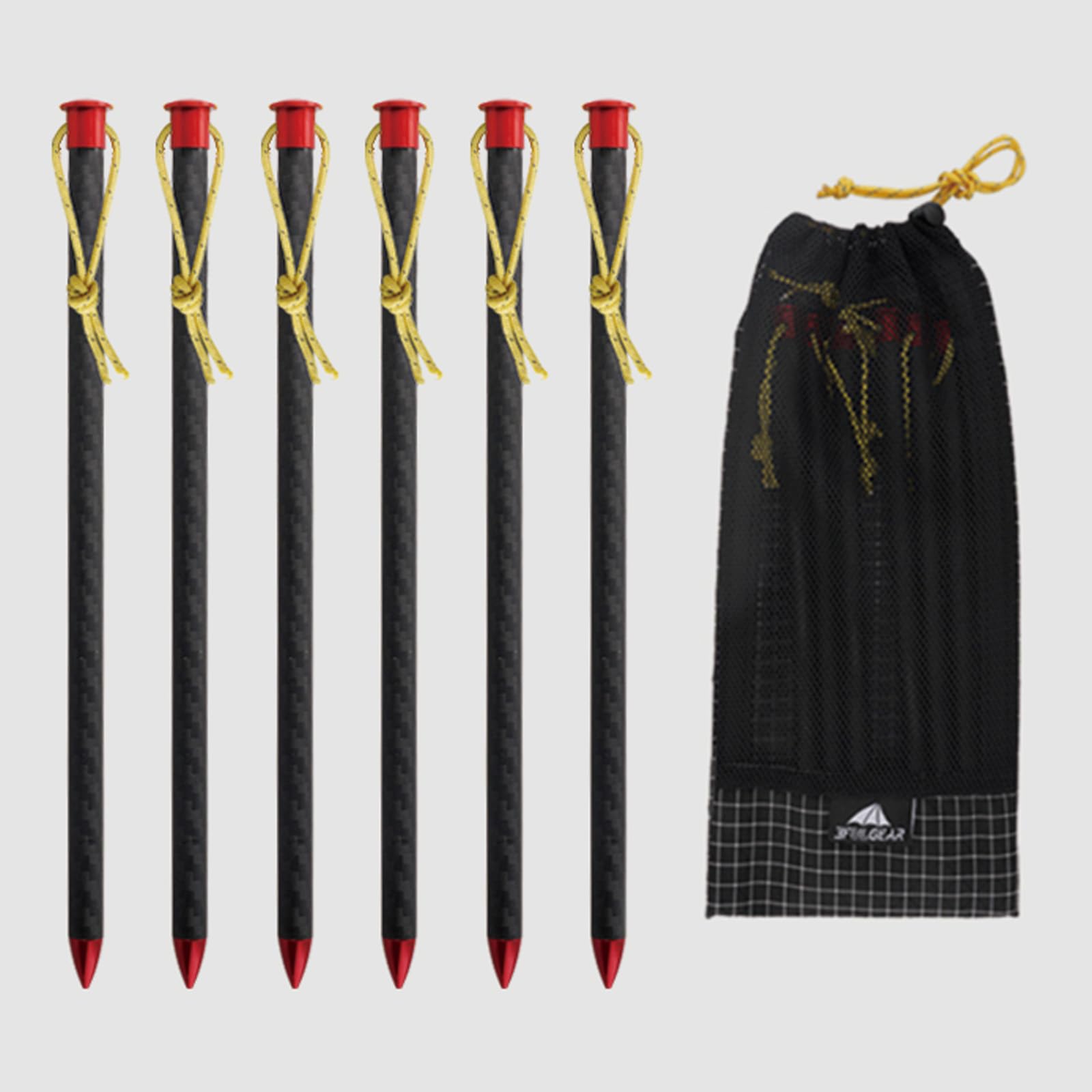 Photo 1 of 10 Pack Camping Tent Stakes, 6/7.9 Inch Non-Rust Ground Pegs Ultralight Carbon Canopy Spikes Lightweight Anchors Used on Rocks Ideal Camp Nails for Camping, Trampolines, Sheds, Backyard, Swing Sets