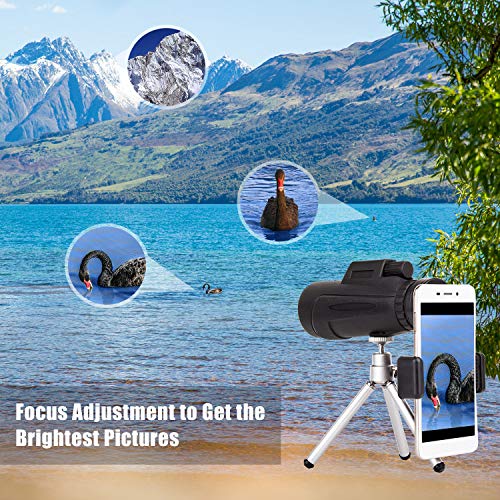 Monocular Telescope, 12x50 Compact Monocular Scope with Smartphone Mount & Tripod for Adults Bird Watching Hunting Concerts Traveling Wildlife Scenery