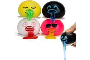 ATKSUNIEE 4-PCS Puking Sucking Stress Relief Balls,Vomiting Egg Squeeze Toy,Funny Slime Vomiting Toys,Novelty Fidget Toy for 