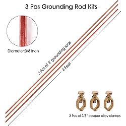 MOKIKUBA 3 Pcs Grounding Rod with Copper Ground Rod