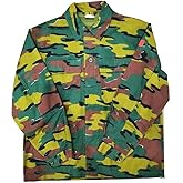 Belgian Military Vintage Jigsaw Camo Combat Shirt, Ripstop Material, Green-Brown-Yellow Pattern, Field Uniform, 2XL