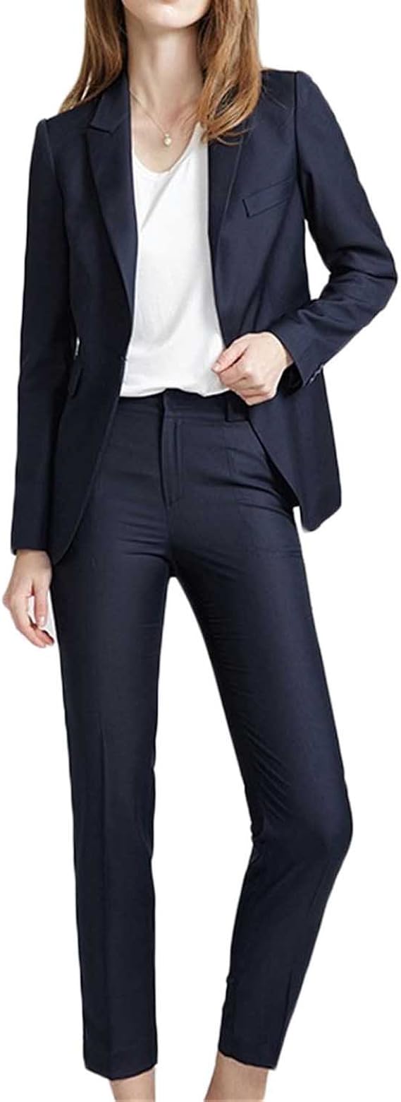 Amazon Co Jp レディース 上下セットスーツ パンツスーツ 折り襟 長袖 Ol風 オフィス 春 夏 秋 冬 通勤 ビジネス 5 服 ファッション小物