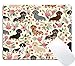 Wknoon Dachshund Sausage Dogs Puppies Pink Flowers Print Art Gaming Mouse Pad Custom, Cute Colored Floral Daschund Seamless Dog Design Print Art