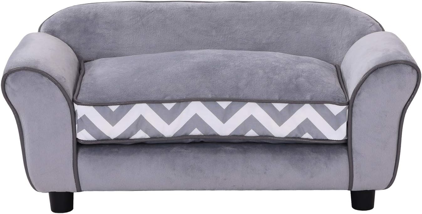 Pawhut Canape Chien Chat Sur Pied Style Graphique Contemporain Coussin Amovible Lavable Grand Confort 74l X 41l X 33h Cm Gris Blanc Amazon Fr Animalerie
