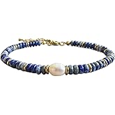Plumiss Natural Stone Healing Bracelet for Women Inspirational Beaded Bracelet with Freshwater Pearl, Adjustable Gold Chain, Stress Relief Anxiety Jewelry, Handmade Spiritual Gift for Her