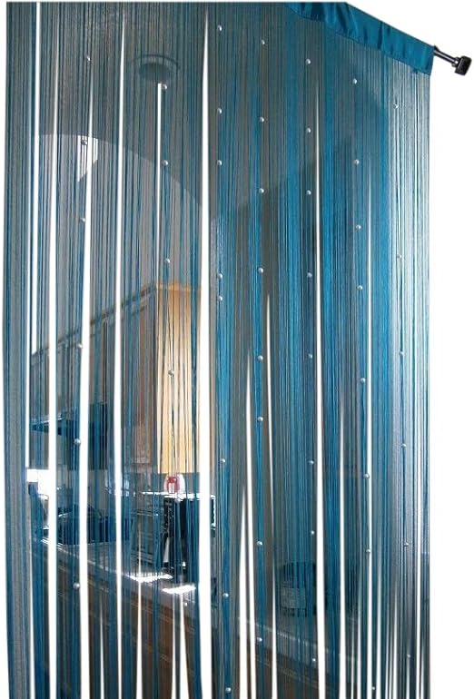 Amazon Com Octorose Teal Blue String Curtain Panel 40x110 With