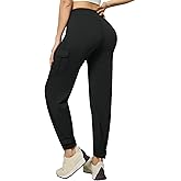 Casei Womens Cargo Pants, Wide Leg Yoga Pants High Waist Stretch Casual Pants with Pockets Business Travel Work