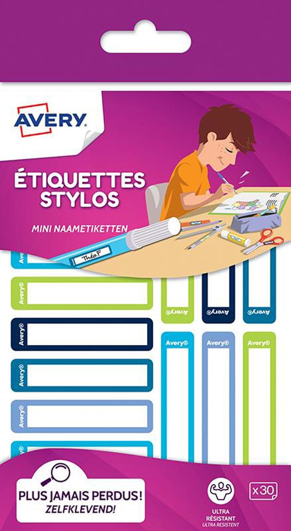 Avery - 30 Pen Labels Blue/Green