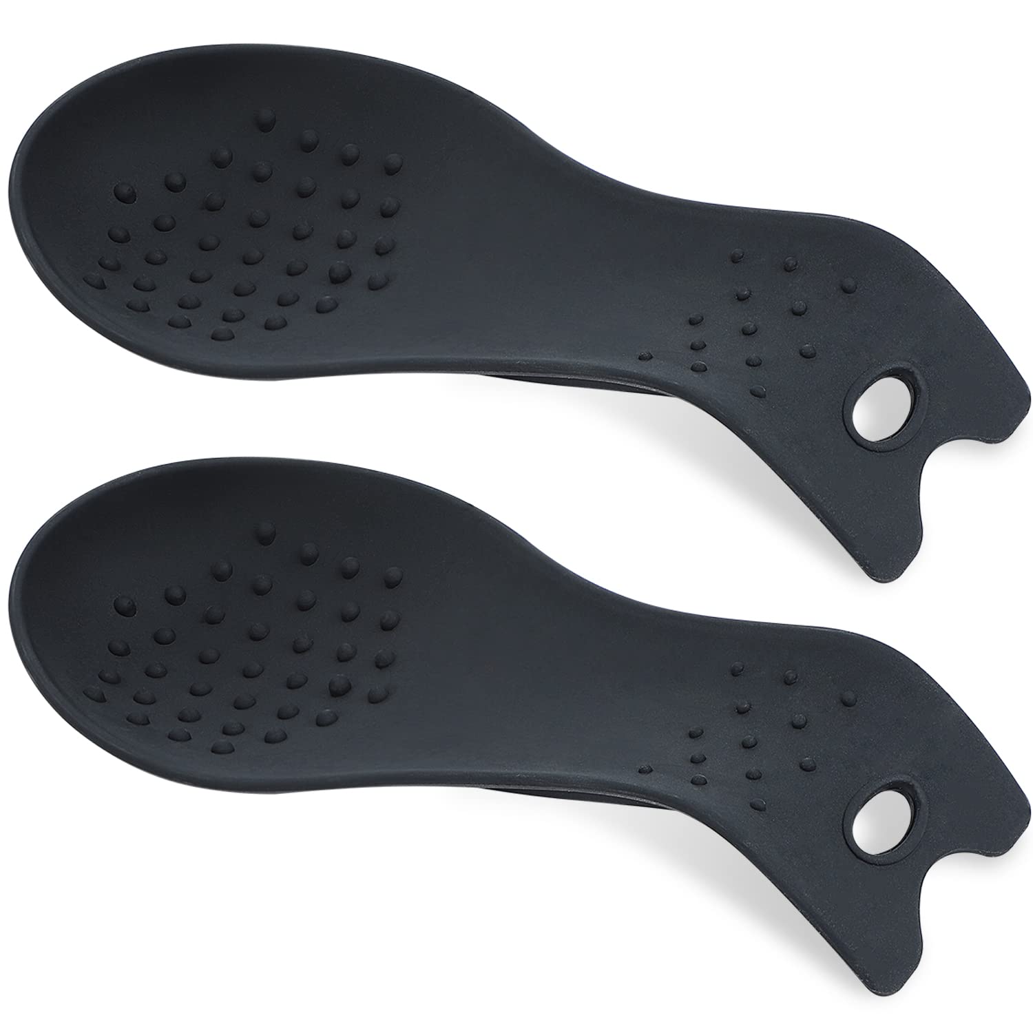 MSY BIGSUNNY Silicone Spoon Rests, Cooking Utensils Holder for Kitchen (Black)