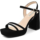 JOY IN LOVE Platform Heels for Women 3.5 Inch Chunky Block Heel Ankle Strap Sandals