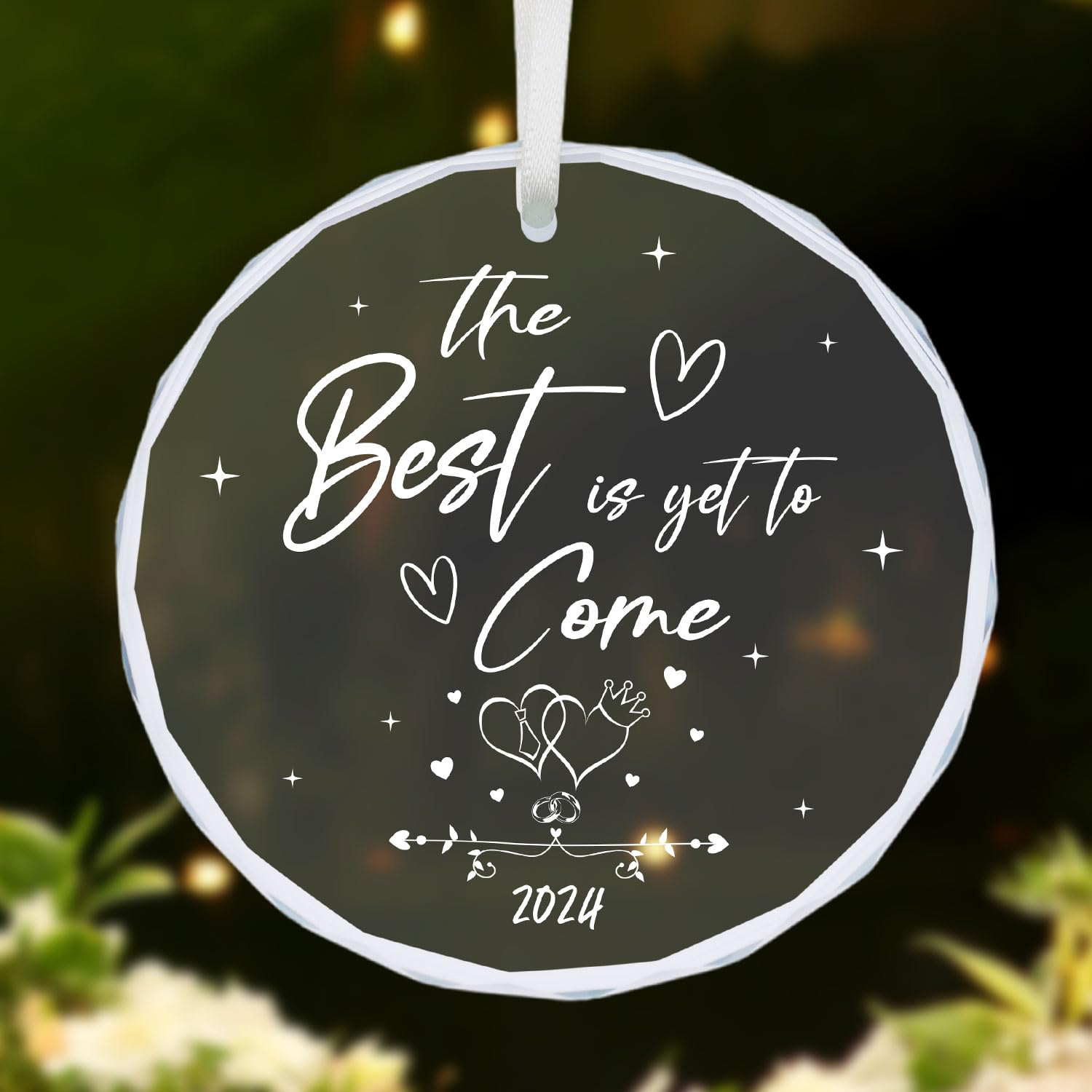 Engagement Gift for Couples 2024, Engagement Ornament Newly Engaged Couples Happy Engagement Just Bride to Be Gifts for Her Glass Engagement Plaque Decorations with Box