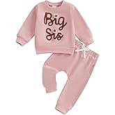 Amnnchya Toddler Infant Baby Girl Fall Winter Clothes Big Sister Little Sister Matching Outfits Sweatshirt Pants Set