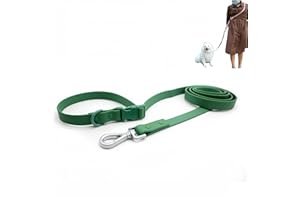 TESITEHI Hands Free Dog Leash - 4-7.5 FT PVC Waterproof Multifunctional Adjustable Lengths for Handless Walking Training Running With Cross Body, Over Shoulder, Waist and Belt (Green)