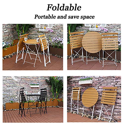 Zhyaj Garten-Speisegarnitur Aus Holz - Klappbare Bistro-Garnitur - Regen- Und Korrosionsschutz-Tischstuhlgarnitur… – Bild 3
