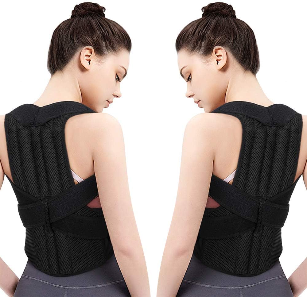Aisprts Upper Back Support, Posture Corrector for Shoulder, Neck, Clavicle Pain Relief, Adjustable Full Back Brace (L)