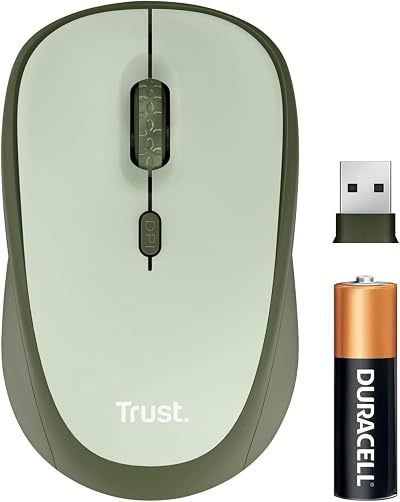 Trust Yvi+ Silent Wireless Mouse Green 800 1600 DPI Ambidextrous