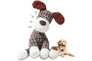 SROCOPT 2025 New Dog Toys, Indestructible Plush Dog Toy, Dogs Toys for Aggressive Chewers, Dogs Squeaky Chew Toy for Indoor Pups Teething (Brown 1pcs)