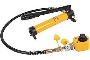 LCyindu Porta Power Kit 10T Multi Section Stroke Hydraulic Ram Cylinder Jack RMC-101L 0.98" Stroke Single-Acting + 400cc Hydraulic Hand Pump CP-180 for Machinery and Industry