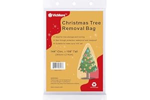 VicMore Christmas Tree Disposal Bag 9x6 ft Clear Plastic – Heavy-Duty, Tear-Resistant & Odorless Polyethylene for Real or Artificial Xmas Tree Removal, Storage & Moving