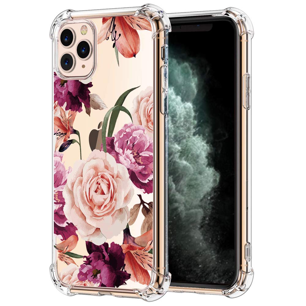 22miter LaTreat iPhone 11 Pro Max Soft TPU Clear Case Clear Flower Pattern Design Soft & Flexible TPU Ultra-Thin Shockproof Transparent Floral Cover, Floral iPhone 11 Pro Max Case (11)