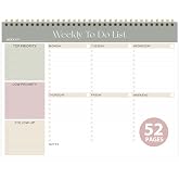 Weekly To Do List Notepad, Undated Planner with 52 Sheets (8.5''x11'') | Desk Accessories and Supplies, Women &amp; Man, Home School &amp; Work