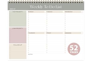 VALOME Weekly To Do List Notepad, Undated Planner with 52 Sheets (8.5''x11''), Desk Weekly Planner for Women & Man, Home School & Work