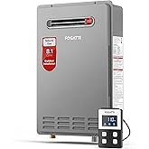 FOGATTI Natural Gas Tankless Water Heater Outdoor - Max 8.1 GPM 180,000 BTU, CSA Certified Compact Design On Demand Instant H