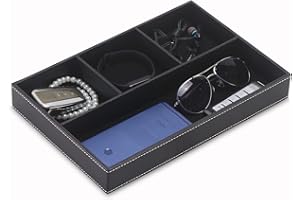 SYRWDXTX Desktop Glove Box, Nightstand or Dresser Organizer, Valet Tray, Entry Table Organizer, Dresser Storage Box,PU Leathe