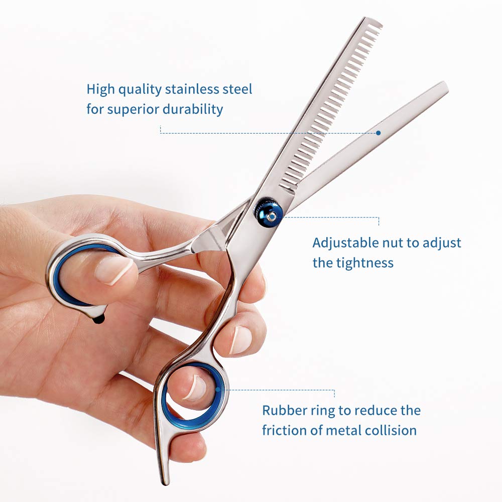 Professional Hair Cutting Scissors Kit, 10 PCS Barber Thinning Shears Haircut Tools Set with Cape Clips Comb and Leather Case for Men Women Adults Kids Salon Hairdressing : Beauty