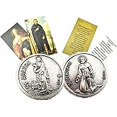 Westmon Works St Peregrine & Saint Agatha Pocket Token Set Double-Sided Italian Metal Coins with Holy Cards Patron of Cancer & Illness Devotional Gift