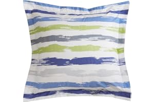 DAUAOTO Cotton Euro Shams Square Pillow Cover 2pc Set 26"x26" Decorative Green Blue Striped