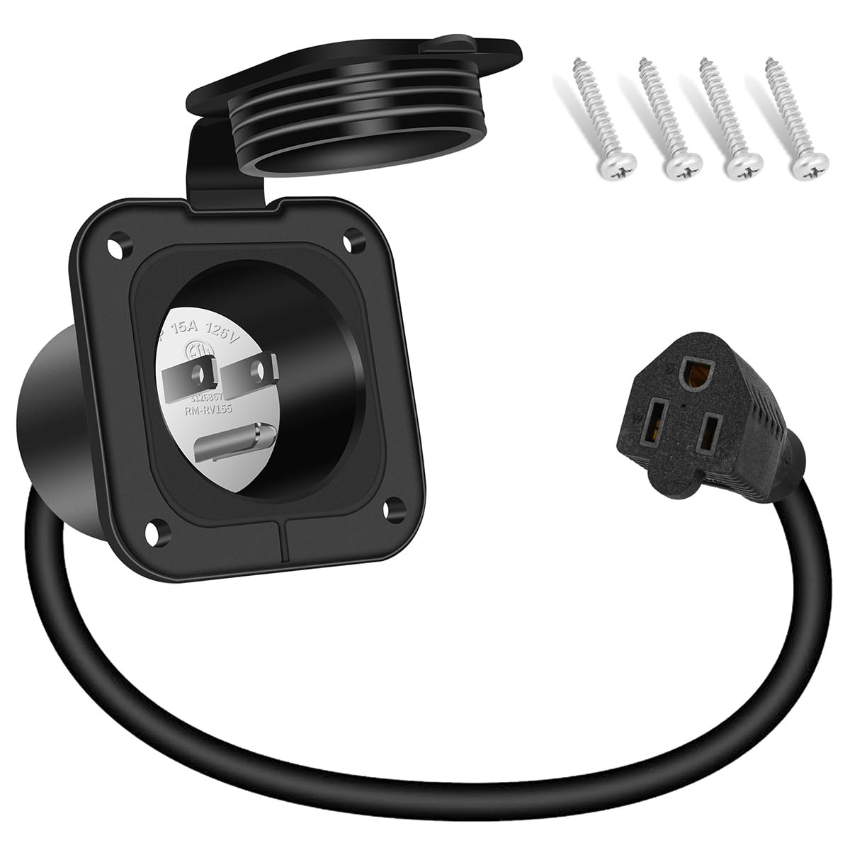 Mua 15 Amp Power Inlet Port Plug, 125V AC RV Power Inlet NEMA 515P