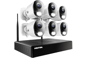 Night Owl 10 Channel Bluetooth Video Home Security Camera System with (6) Plug-in Wi-Fi 2K HD Indoor/Outdoor Spotlight Cameras with 2-Way Audio and 1TB Hard Drive (Expandable up to 10 Cameras)