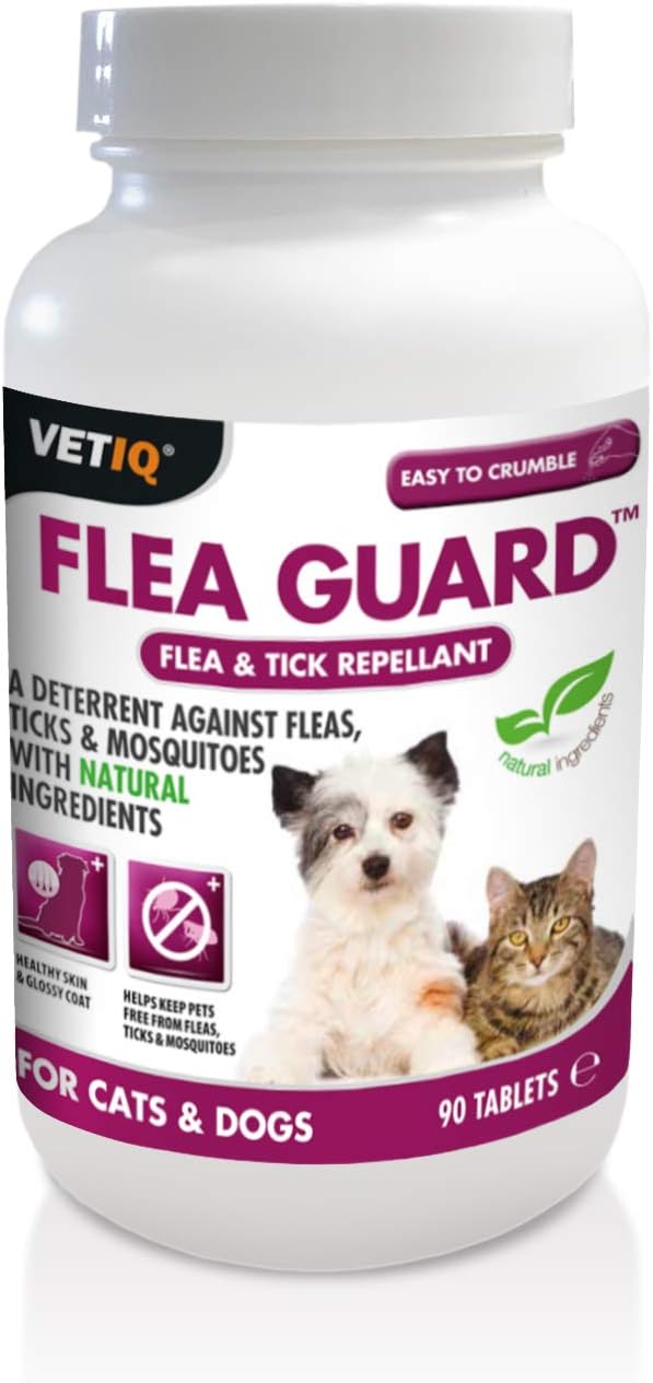 VetIQ Flea Guard, 90 Tablets, Flea Treatment for Dogs & Cats Keeps Fleas, Ticks & Mosquitoes Away