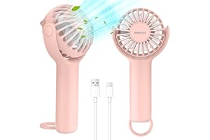 NONLOCK 2 IN 1 Portable Handheld Fan,Mini Personal Fan,Neck Fan,Powerful Cooling Fan,Small Desk Fan,Quiet Hand Fan,Camping Beach Travel Fan,USB Rechargeable, Birthday Gifts for Women Men(Pink)