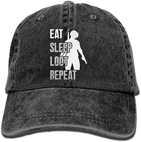 OETUU Eat Sleep Loot repeat Adjustable Cowboy Style Baseball Cap Hat For Unisex Adult